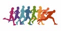 Running marathon, people run, colorful poster. Vector colorful illustration sport background Royalty Free Stock Photo